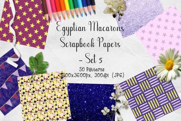 Download Egyptian Macarons Scrapbook Paper Set 5 - Scrapbook paper set Collection