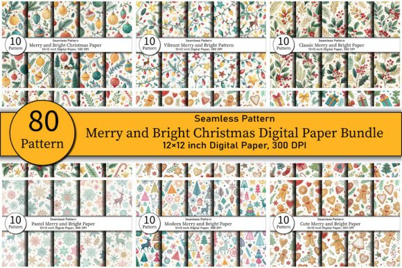 Download Merry and Bright Christmas Digital Paper - Paper Collection