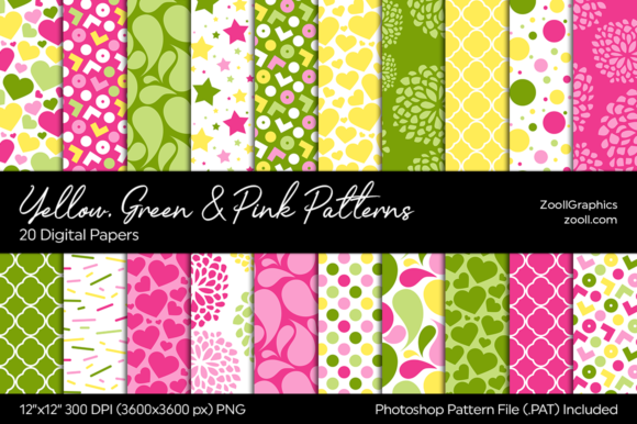 Download Yellow, Green and Pink Digital Papers - Green Collection