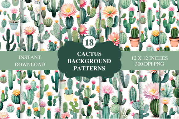 Download Cactuses Pastel Background Digital Paper - Paper Collection