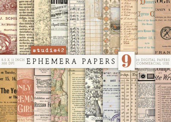 Download Antique Paper Ephemera Pack V9 - Paper Collection
