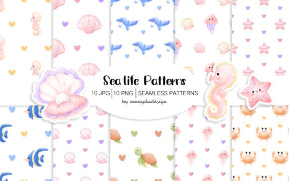 Download Sea Life Digital Paper Seamles Patterns - Paper Collection