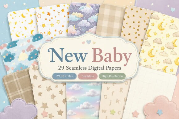 Download New Baby Digital Pattern Papers - Paper Collection