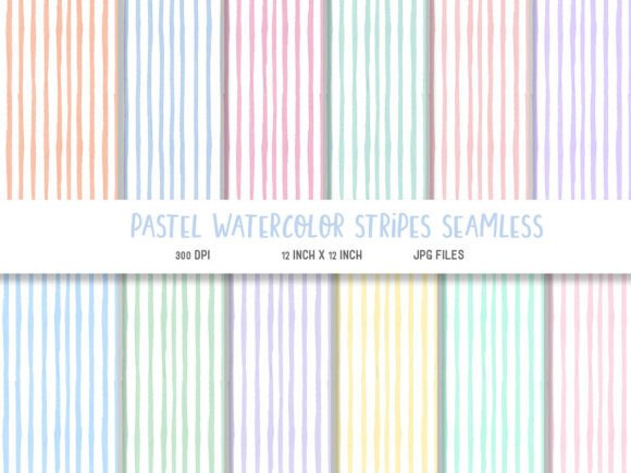 Download Pastel Watercolor Stripes Digital Paper - Paper Collection