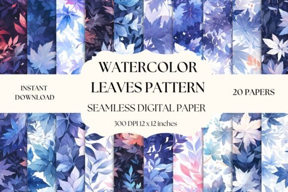 Download Watercolour Leaves Pattern Digital Paper - Paper Collection