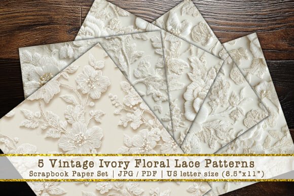 Download Ivory Floral Lace Scrapbook Paper Set - Scrapbook paper set Collection