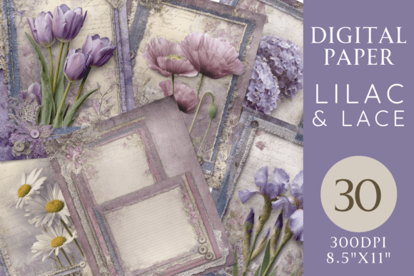 Download Lilac Lace Junk Journal Paper Pack - Paper Collection