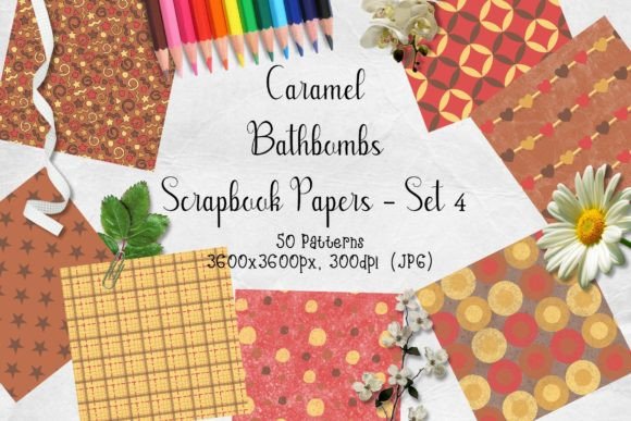 Download Caramel Bathbombs Scrapbook Paper Set 4 - Scrapbook paper set Collection