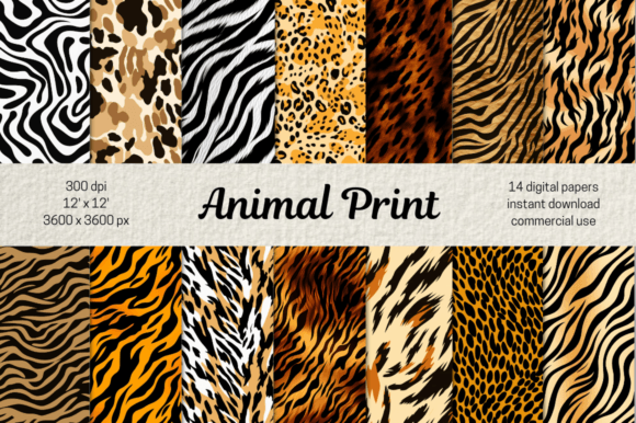 Download Animal Print Pattern Digital Papers Set - Paper Collection