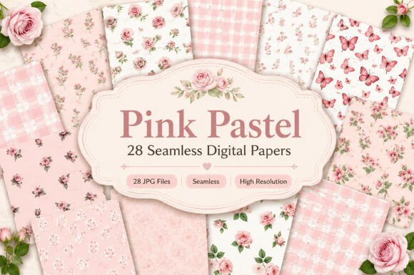 Download Pink Pastel Seamless Digital Paper Set - Paper Collection