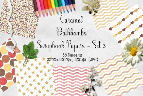 Download Caramel Bathbombs Scrapbook Paper Set 3 - Scrapbook paper set Collection